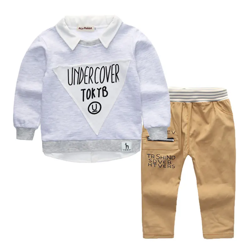 Новый зимний костюм для мальчиков с треугольным вырезом и буквенным принтом a