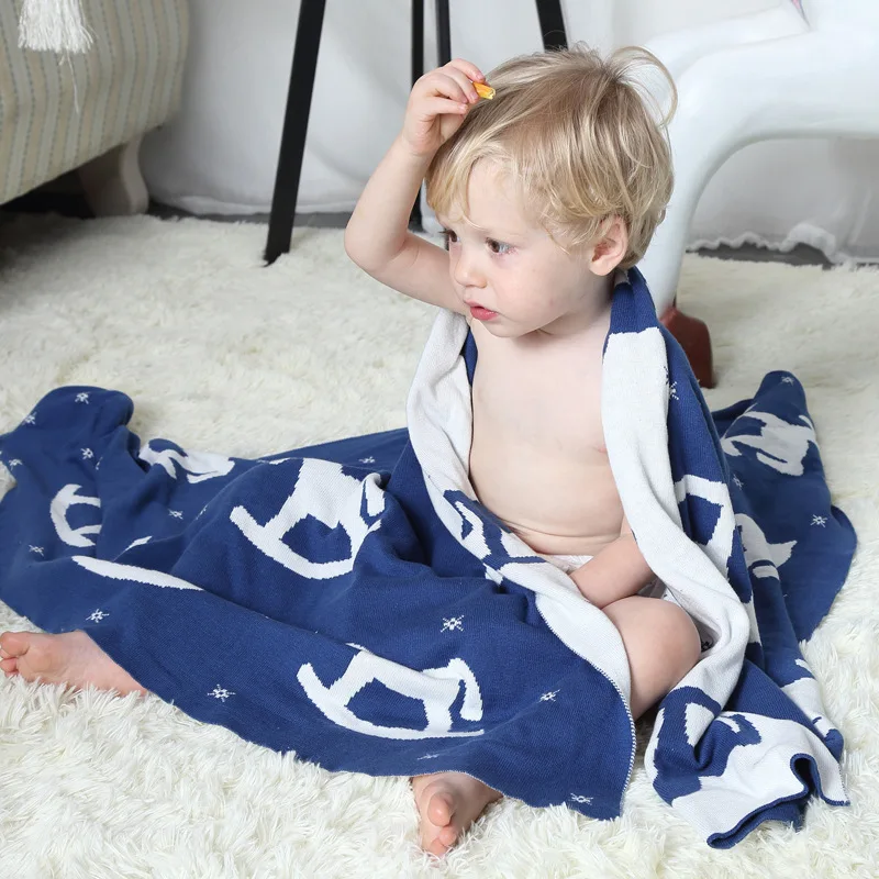 Детское муслиновое одеяло детское вязаное крючком для коляски s Cockhorse хлопковое