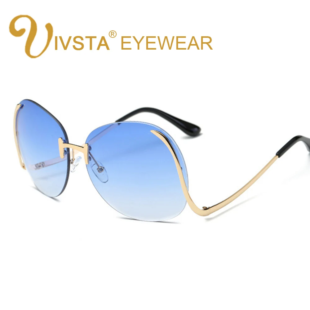

IVSTA 2018 Hipster Sunglasses Women Big Oversized Glasses Color Sea Lense Frameless Sun Glasses Fashion Party Hot Summer Style