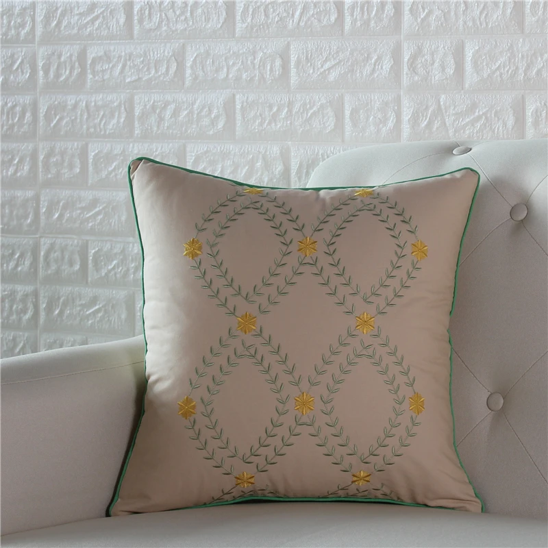 45 см пасторальная хлопковая наволочка с цветочной вышивкой декоративная для