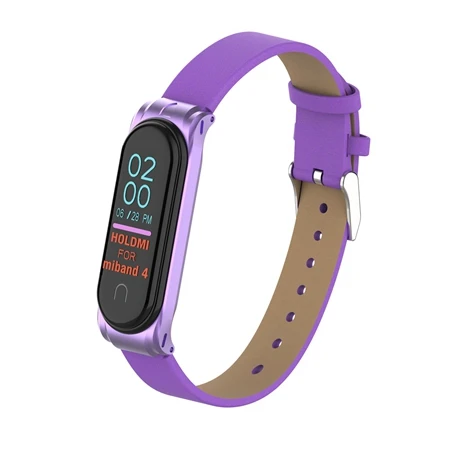 Purple Кожаный браслет, умный Браслет Для xiaomi mi band 4, ремешок с металлической пряжкой, спортивный браслет для xiaomi mi Band 4, браслет mi band 4, ремешок - Цвет: Purple