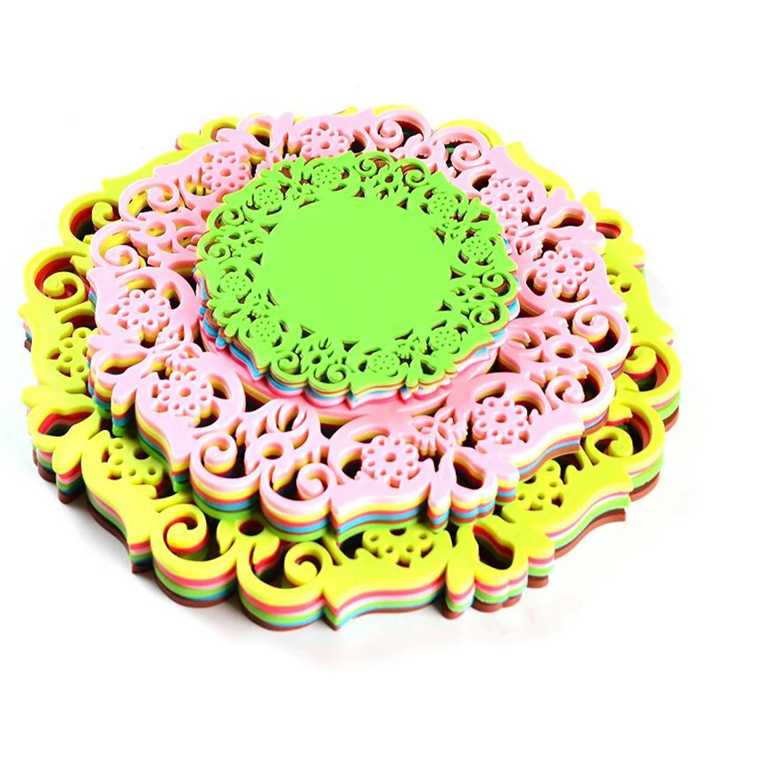 1pc Colorful Lace Flower Hollow Design Round Silicone Table Heat Resistant Mat Cup Coffee Coaster Cushion Placemat Pad 20x20cm | Дом и сад