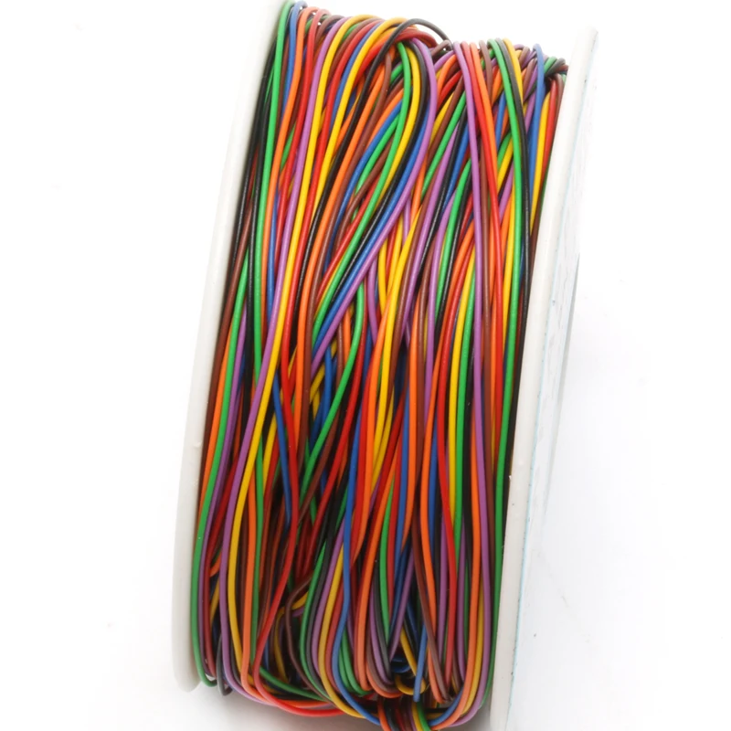 

One Roll 8 Colors 30AWG Wire Wrapping Wire, Tinned Copper Solid, PVC insulation