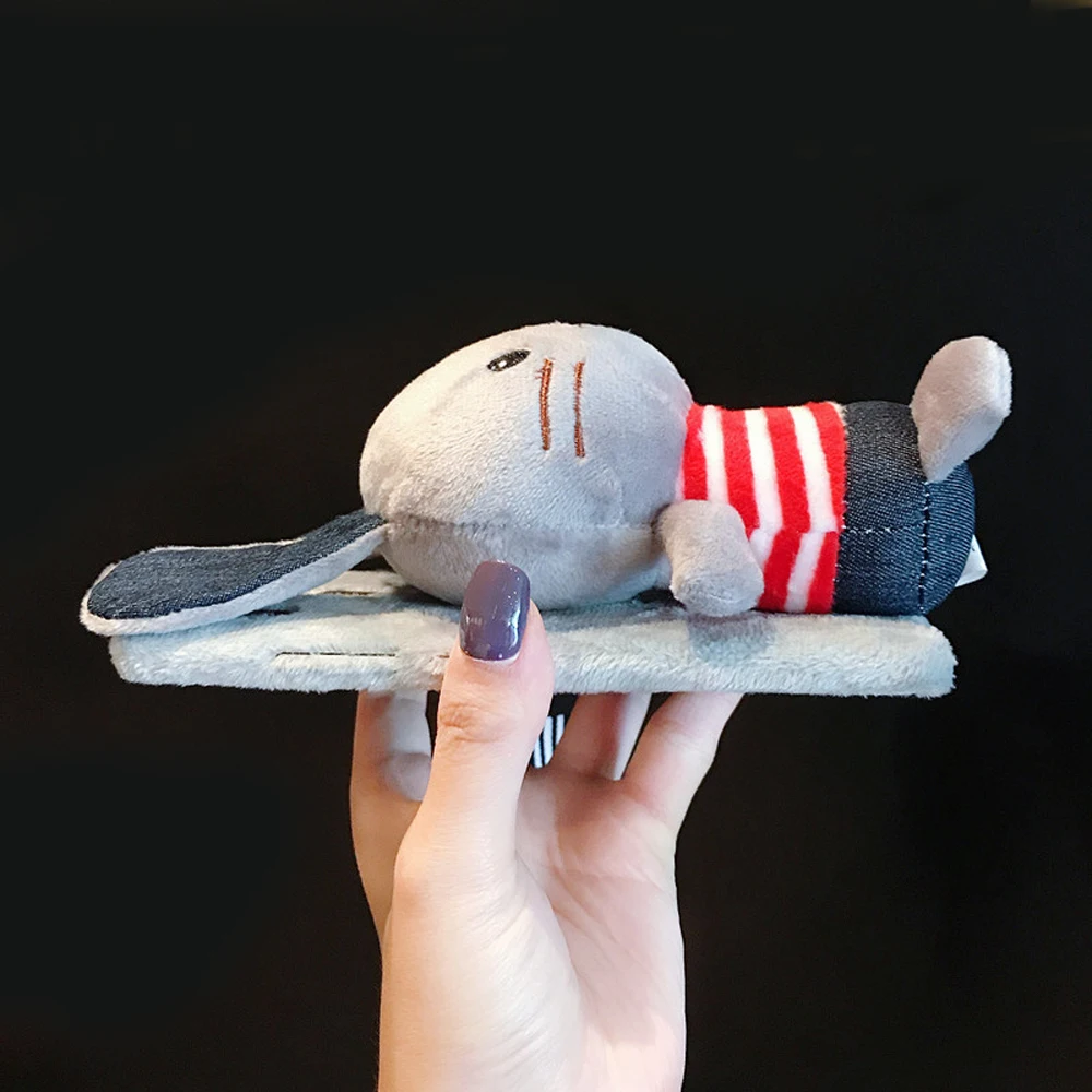 Мультяшная кукла игрушка серый чехол для телефона с кроликом, 3d милый плюшевый ремешок Kawaii мягкий теплый чехол с кронштейном подставка для телефона 7 8 чехол оболочка