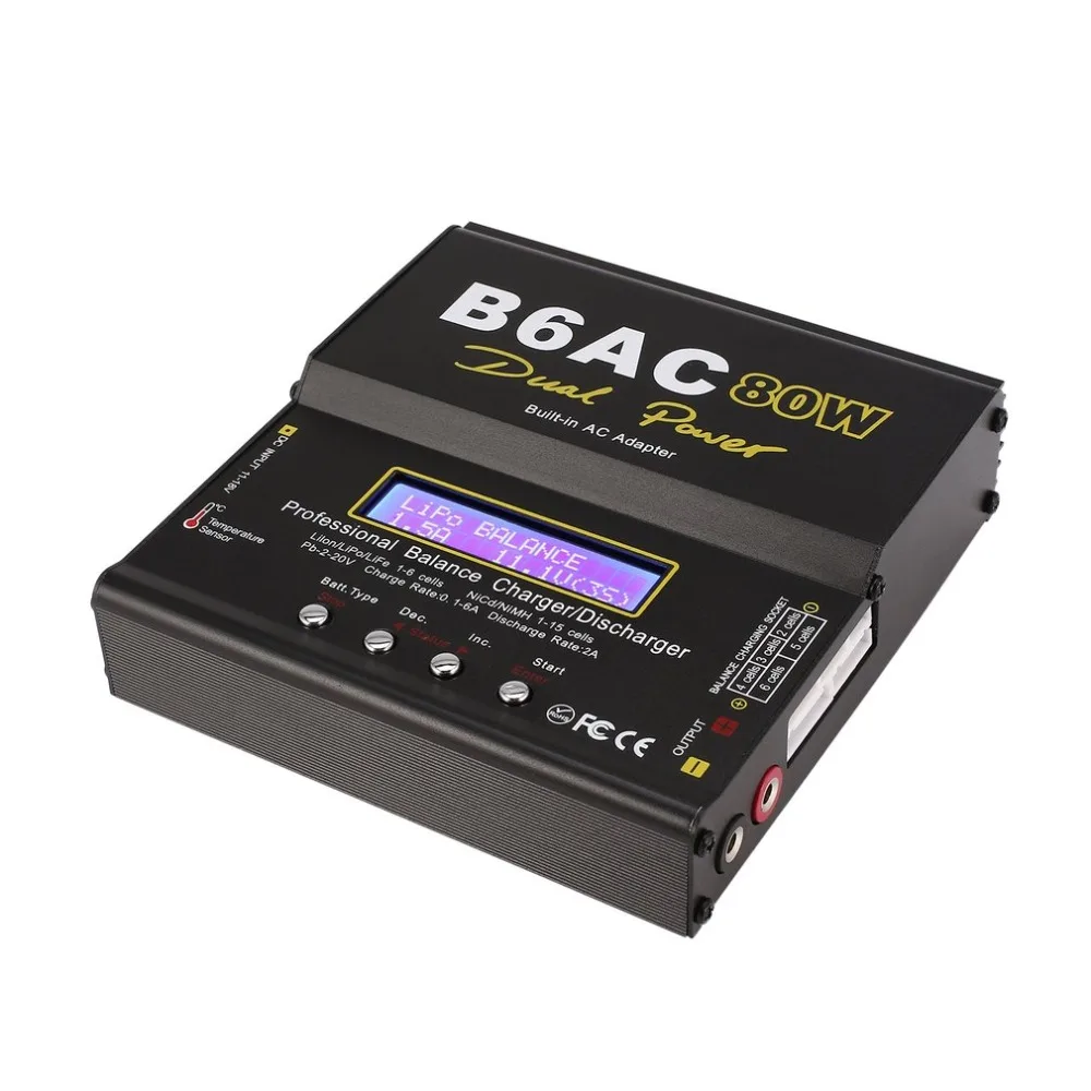 B6AC 80 Вт 6A Lipo NiMh литий-ионный, никель-кадмиевый аккумулятор, компакт-дисков AC/DC RC Баланс Зарядное устройство 10 Вт Dis Зарядное устройство для RC вертолет Дрон RC самолет Батарея