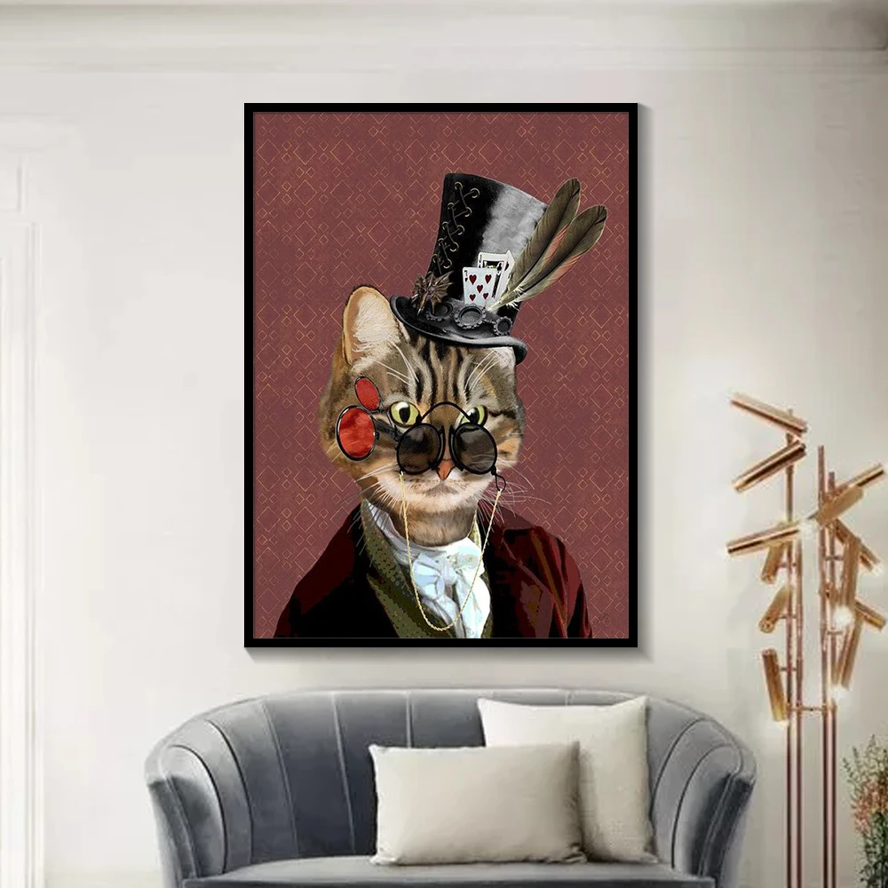 Черный и белый стильный кота собаки волк лиса настенные художественные плакаты