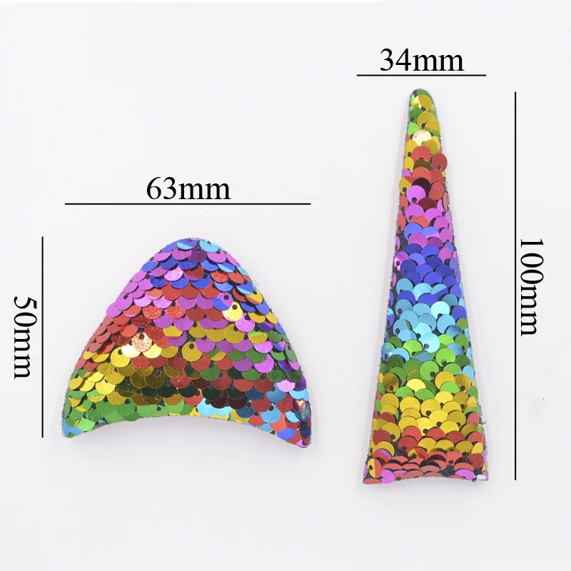 Блестящие накладки 2 комплекта проложенные пайетками с милыми рожками и ушками
