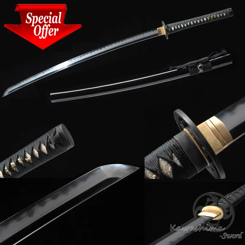 1095 Глины Закаленное Реальную Хамон Ручной Катана Полный Тан Самурай Sword Premum