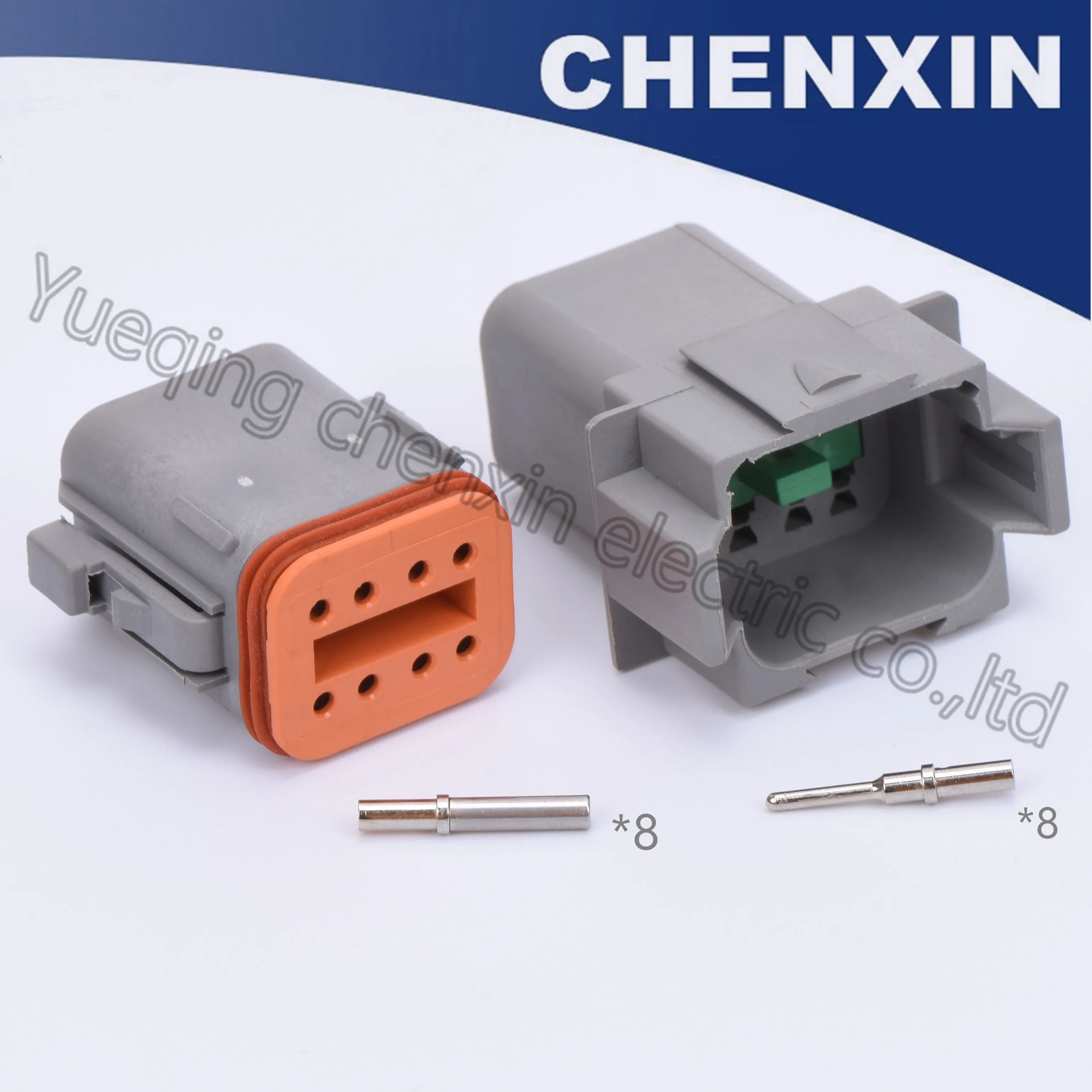 

Gray 8 pin car waterproof auto connectors 1.6 male and female DT series With machined solid terminal DT06-8S DT04-8P