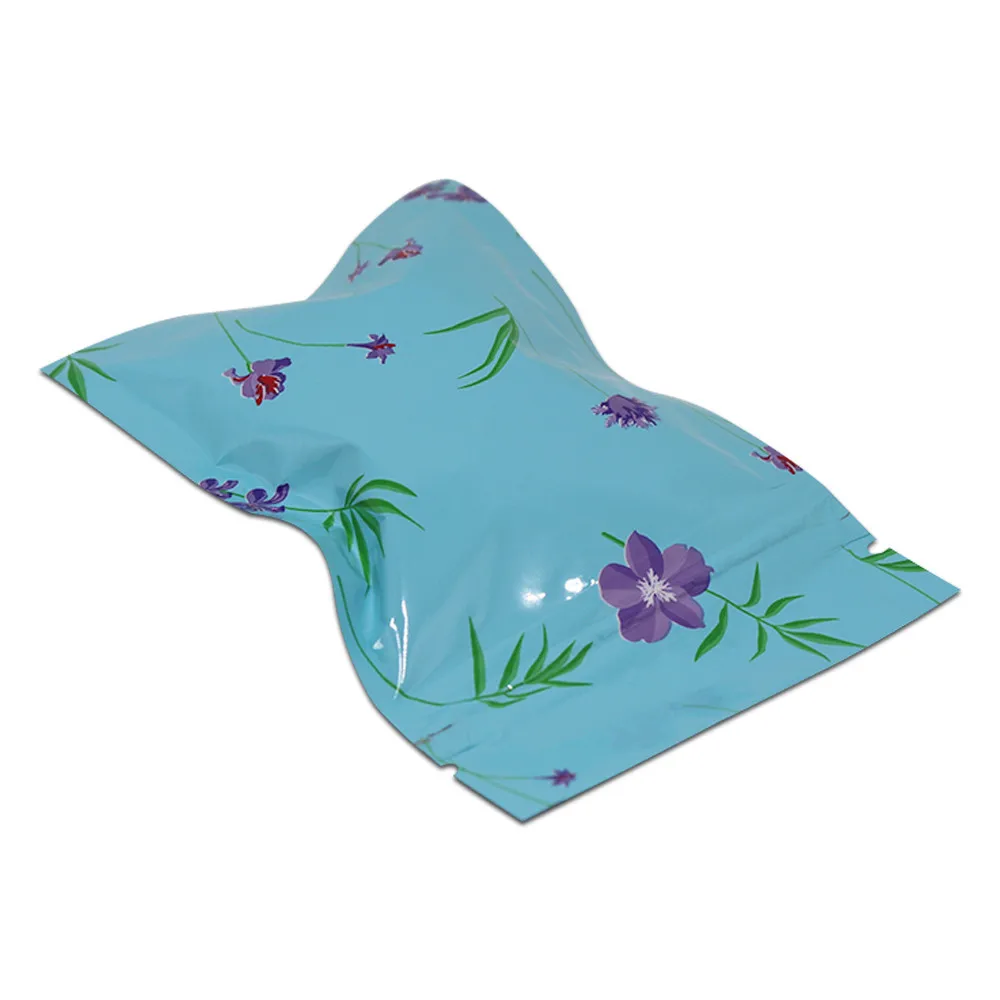 200 шт. фиолетовый цветочный принт синяя алюминиевая фольга с замком на молнии