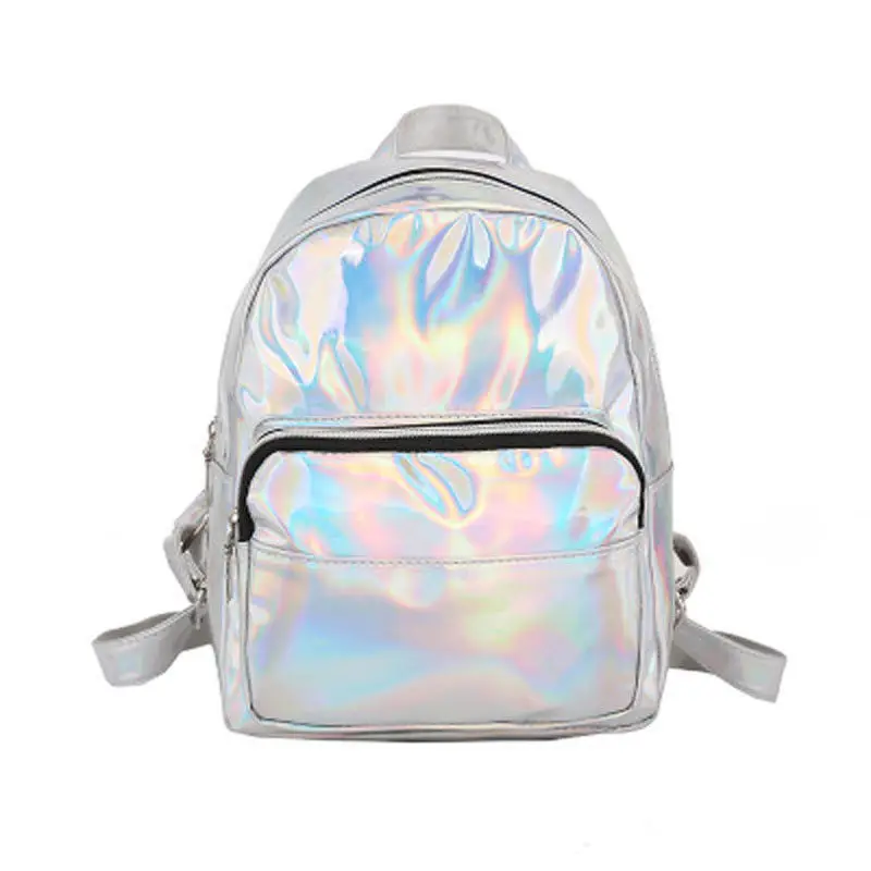 

Women Backpack Mini Travel Bag Laser PU Leather Holographic Backpack School Shoulder Bags for Teenage Girls