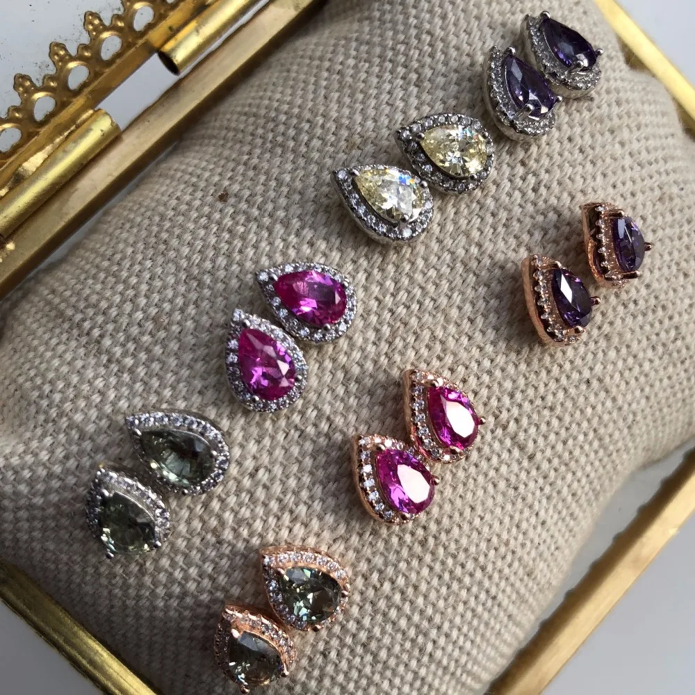 Красочные серьги-серьга-гвоздик капля с камнем-талисманом для свадьбы подарок