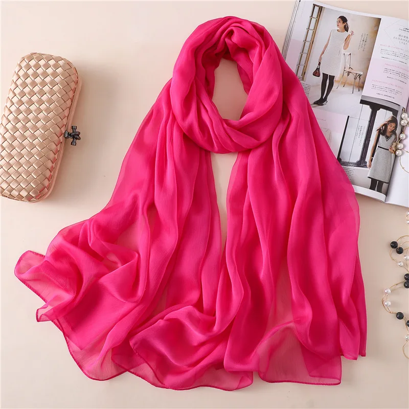BS13-Rose Новинка, шелковый шарф для женщин, однотонный, роскошный, Пашмина, хиджаб, платок для женщин, пляжные шарфы, головной платок, женские, солнцезащитные шарфы - Цвет: BS13-Rose