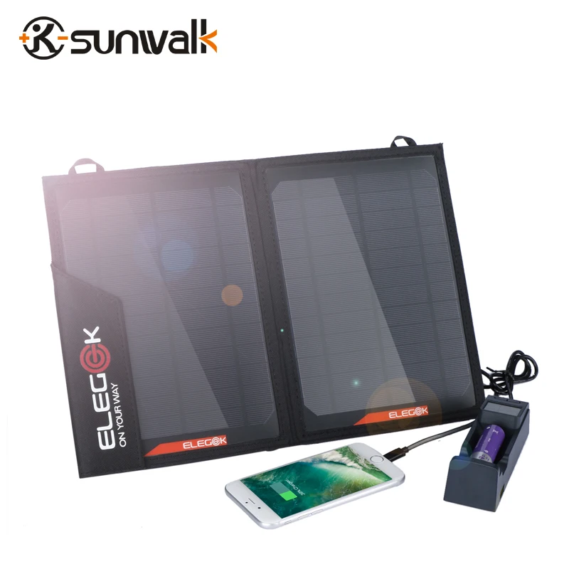 Портативное солнечное зарядное устройство SUNWALK ELEGEEK 14 Вт два USB-порта 5 В с сумкой