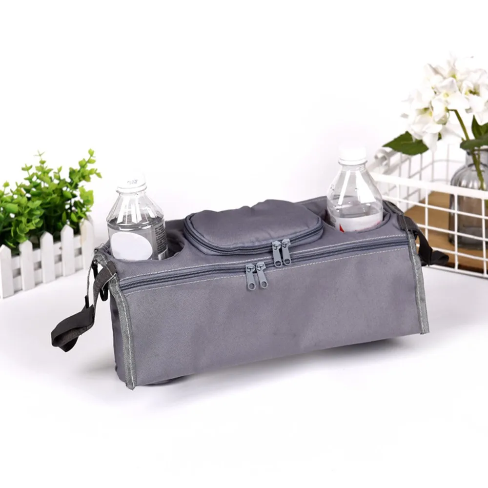 Stroller Organizer Bag for Stroller Cup Holder Baby Stroller Accessorie for Cart Hanging Bags Bottle Holder for yoyo yoya - Цвет: gray