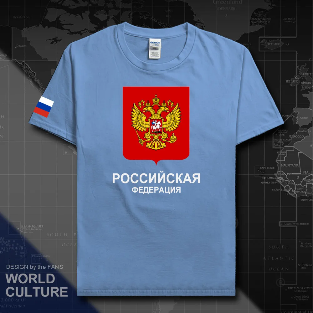 Мужская футболка из 100% хлопка с флагом России и России|Мужские футболки| |