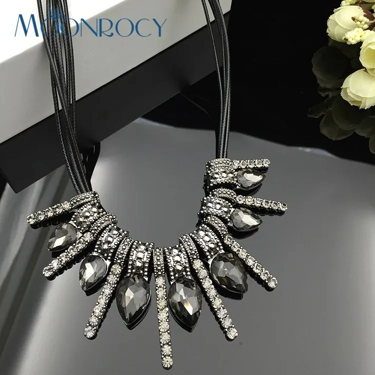 MOONROCY старинное серебряное покрытие винтажные трендовые короткие Чокеры Синий