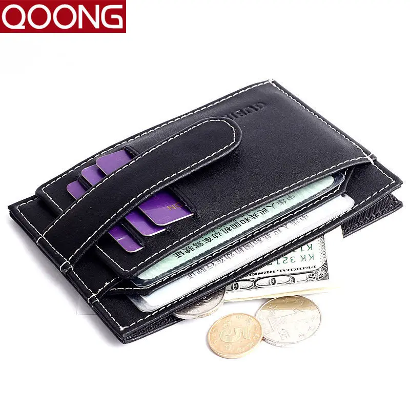 QOONG мужские кошельки из 100% натуральной кожи мужской кошелек держатель для монет