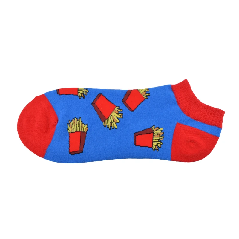 

New Arrival Ankle Socks Men Art Abstraction Creative Food Hamburger French Fries Pattern Socks Casual Funny Boat Socks