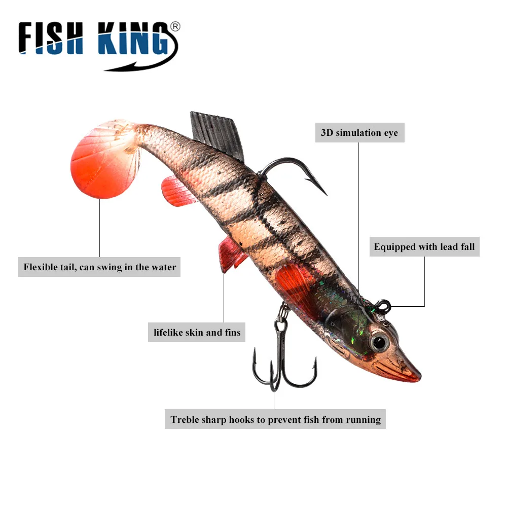 FISH KING 8/10/12/14 см 6 цветов мягкие свинцовые рыболовные приманки с трехмерными