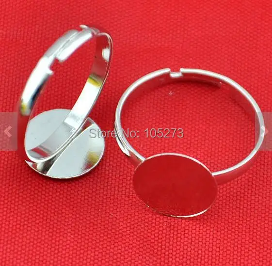 

New Ring Blanks Adjustable 10pcs White K Plated Adjustable Ring Base Flat Pad 10MM DIY Accessory Jewelry Making - Z1-6A1