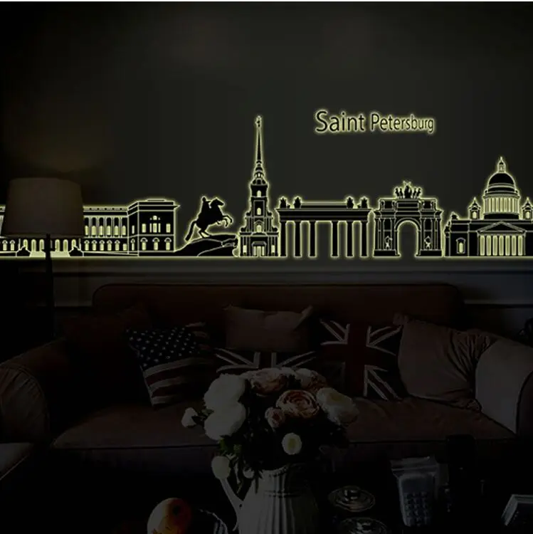 Фосфоресцирующая русская Настенная Наклейка с изображением Питера домашний