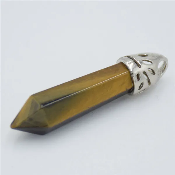 Tiger eye Stone Mix Камень натуральный розовый кристалл lapis lazuli с черным ониксом с шестигранной Колонка граненый колье с шармами, бусинами кулон ювелирные изделия аксессуары - Окраска металла: Tiger eye Stone