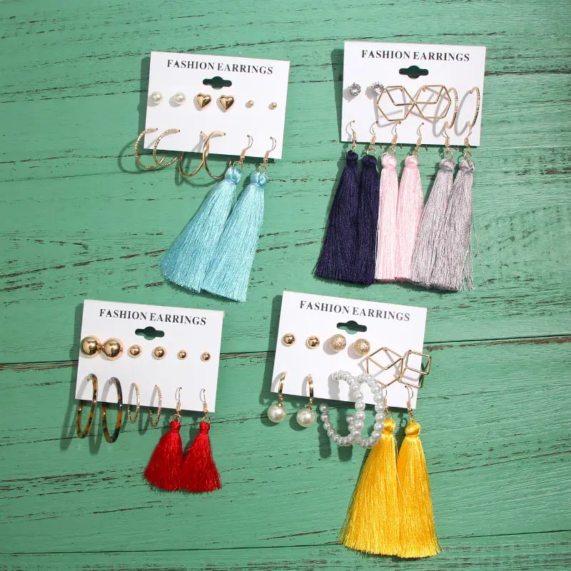 Женские богемные серьги JJFOUCS набор из металлических круглых серег и ракушек