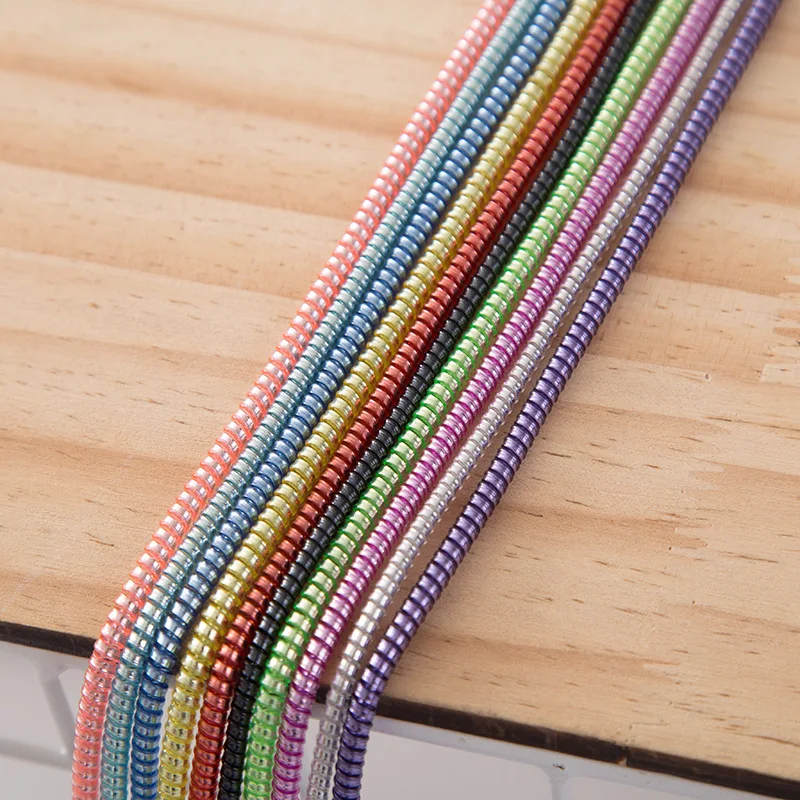 

50pcs Plating 1.4M 3 in 1 USB Charging TPU spiral cable cord protector cable winder for iphone 8 7 6 5 Earphone Line Protection