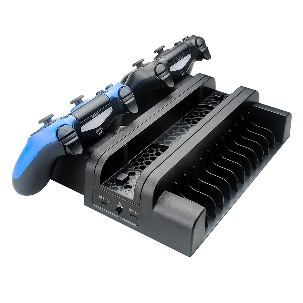Вертикальная подставка для PS4 Slim/PS4 Pro/обычный контроллер PS4 зарядное устройство с 2 вентиляторами охлаждения игры дисковый накопитель для playstation 4