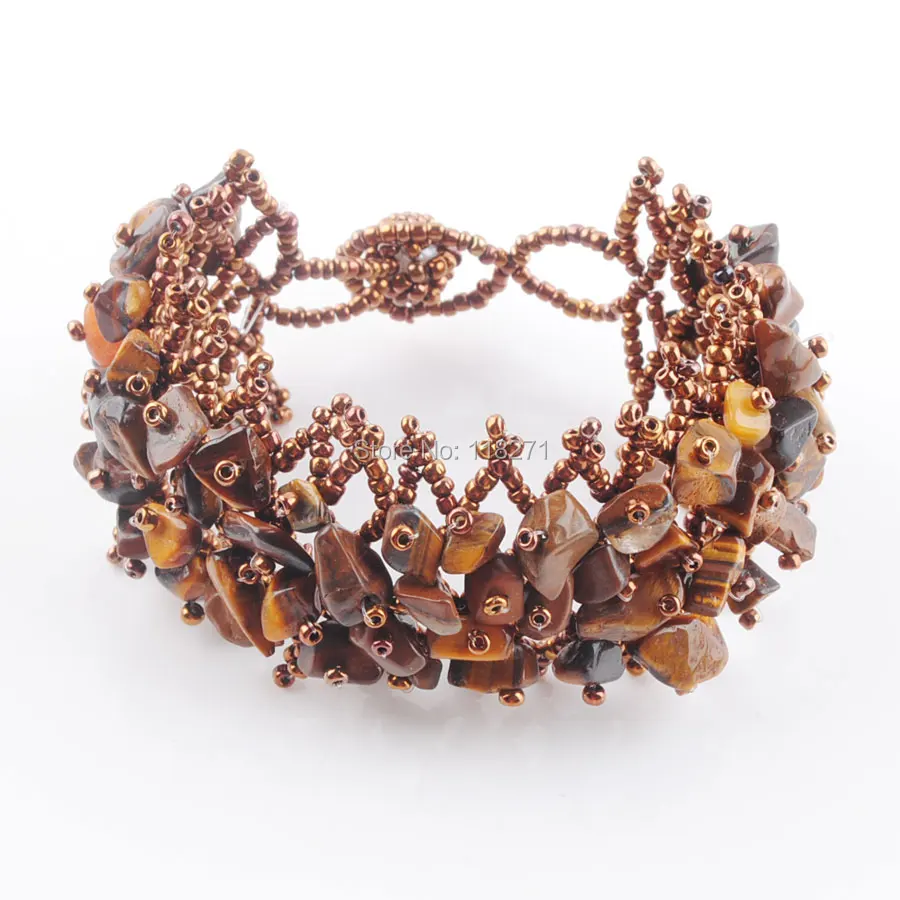 Tigers Eye WOJIAER браслеты из драгоценных камней 4~ 8 мм бусины регулируемый браслет 7~ 7,5 дюймов ювелирные изделия PBK301 - Окраска металла: Tigers Eye