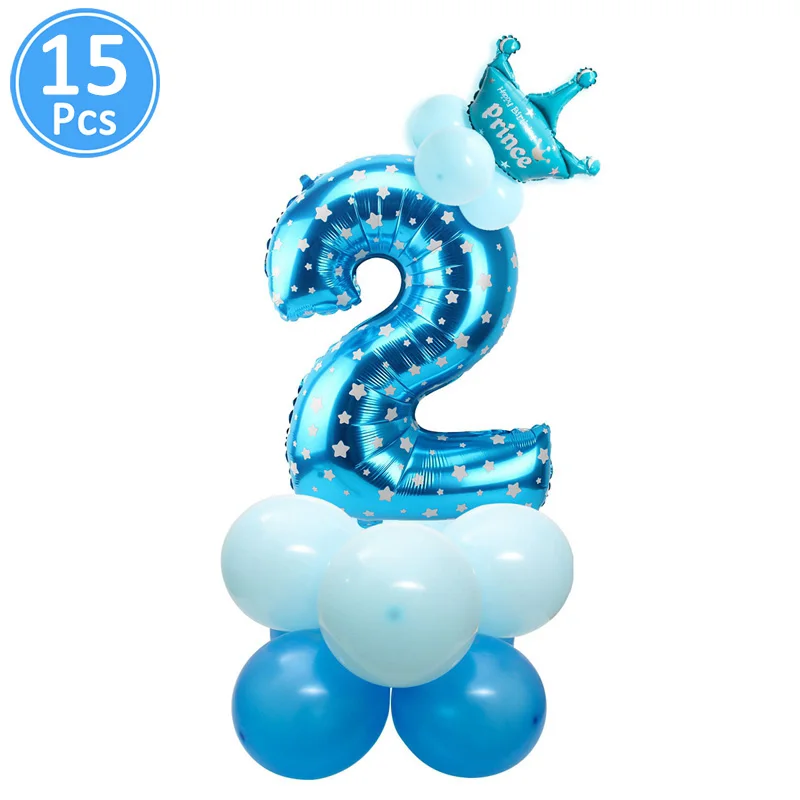 2 birthday Синие серебряные латексные фольгированные воздушные шары в форме сердца с днем рождения, украшения для детской вечеринки, баллон гелия, товары для маленьких мальчиков 1, 2, 3, 4, 5, 6 лет - Цвет: 2 birthday