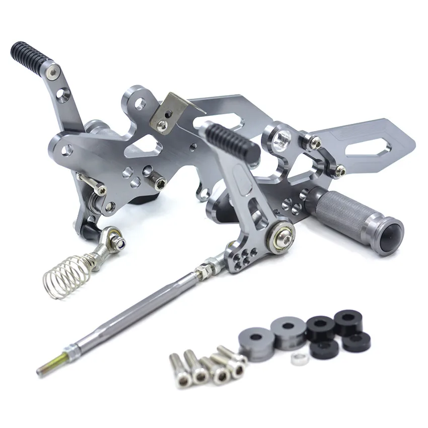Серый Мотоцикл Регулируемый Rider задние наборы Rearset подножка подножки для Kawasaki Ninja 250 300 EX300 Z300 2013 - Цвет: Серый