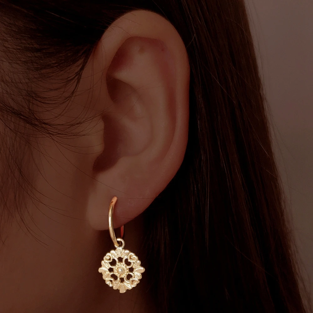 Серьги подвески золотого цвета для женщин металлический хрящ кулон в форме