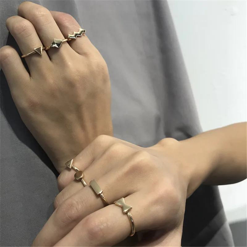 7 шт./компл. Винтаж треугольник круг геометрический лук Золото Серебро Цвет