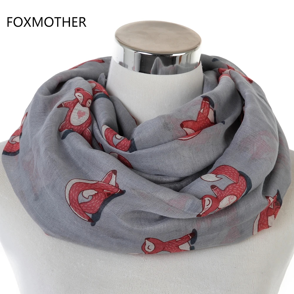 Шарф FOXMOTHER милый легкий розовый темно синий коричневый серый с рисунком