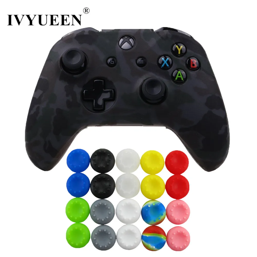 Силиконовый защитный чехол IVYUEEN для XBox One X S, защитный камуфляжный чехол с 20 захватами - Цвет: Clear Black Camo