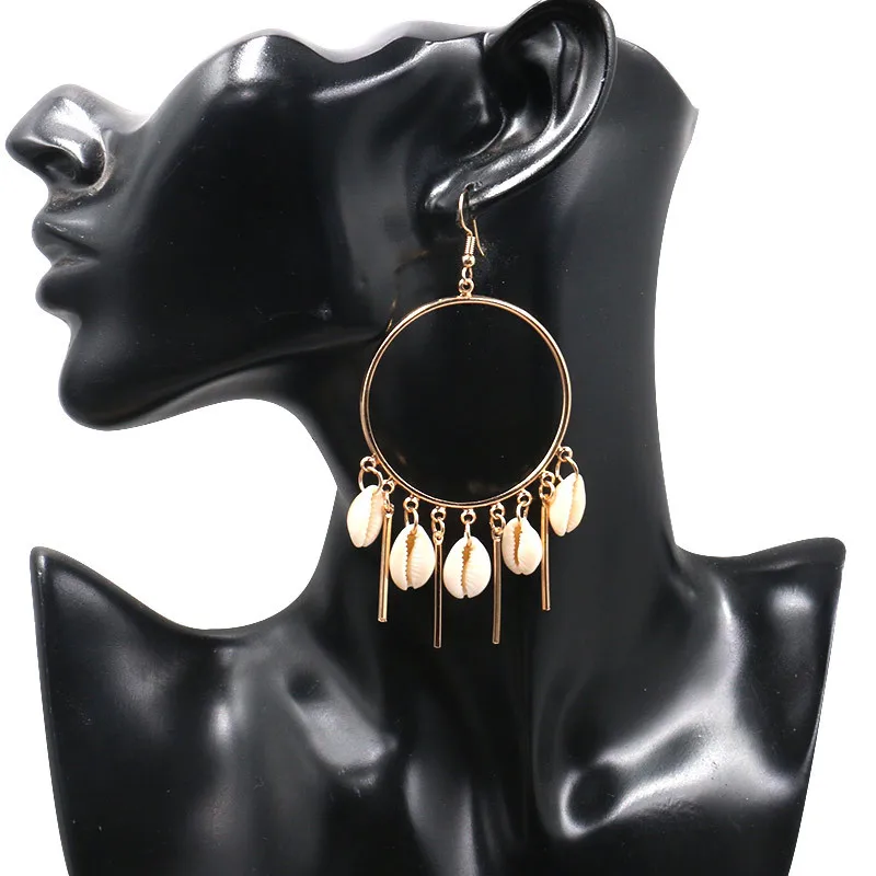 New Fashion Bohemian Gold Shell Earrings&Large Circle Tassel Pendant Earrings&Natural Earrings For Women Gifts HQEF1616 | Украшения и