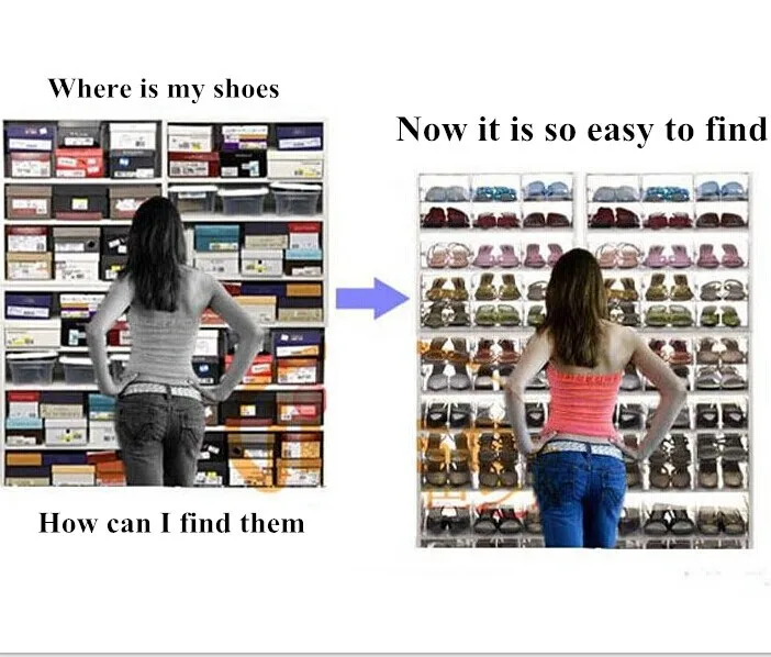 

20pcs children/women/men Transparent Shoe Boxes Clear Plastic Storage Box Packaging Box For Women Kids