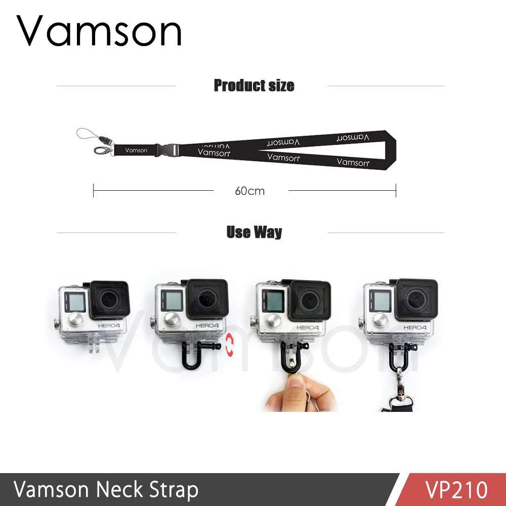Аксессуары Vamson для GoPro ремешок на шею строп с быстроразъемной пряжкой Go Pro Hero7 6 5s 4 3