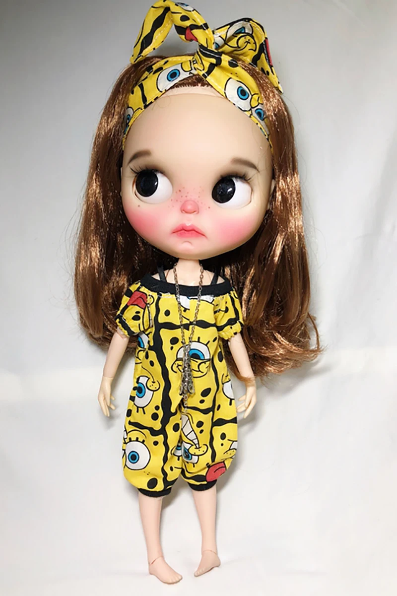 1 шт. милый комбинезон для кукол желтый Blyth Azone S ob24 аксессуары сиамские брюки с