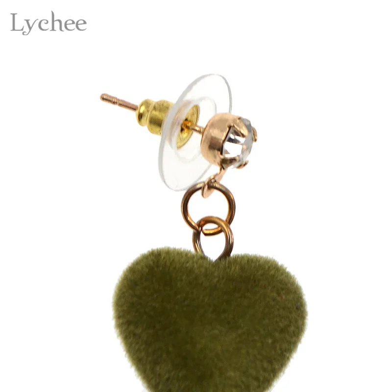 Lychee трендовые Разноцветные серьги капли из искусственного меха сердце имитации