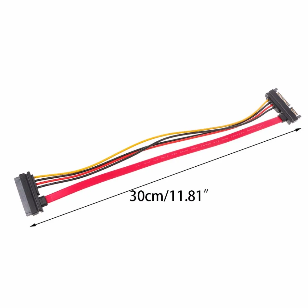 1 шт. 30 см 22 pin (15 + 7) штекер на Женский SATA серийный ATA кабель питания данных