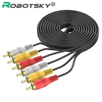 robotsky 3 rca male to 3rca male audio video cable rca splitter cable 1 5m 3m 5m for dvd sound tv box