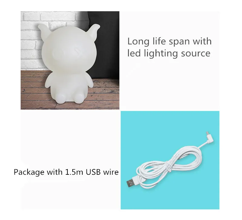 Новинка USB светодиодный ночной Светильник одежда с изображением мишки семь изменение цвета пульта дистанционного управления настольная лампа светильник подарок для детские, для малышей