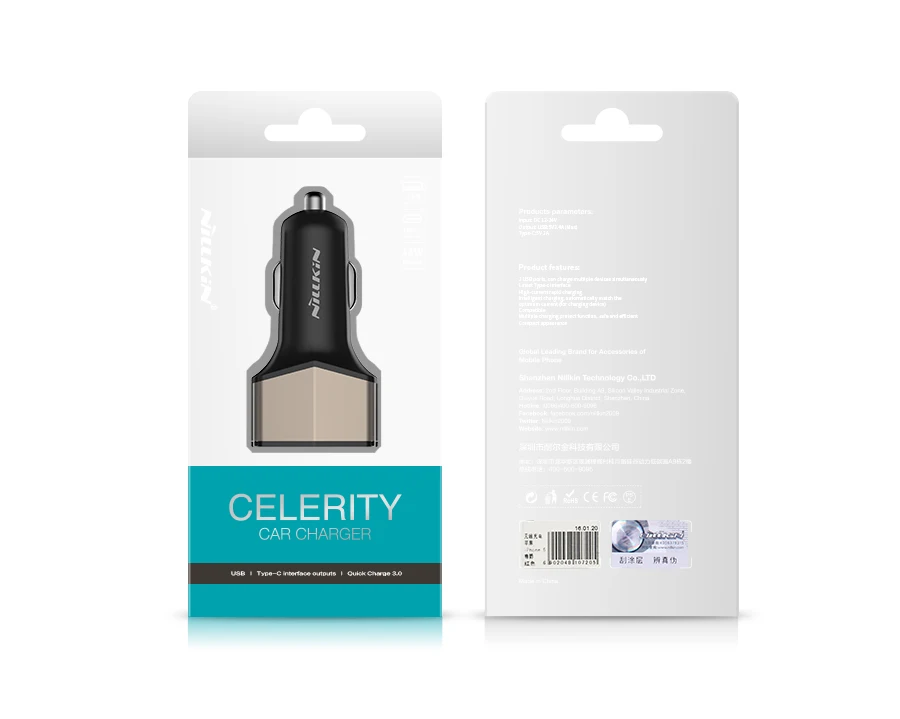 Быстрое зарядное устройство Nillkin Celerity 5 В а 2 порта USB Type-C быстрое автомобильное
