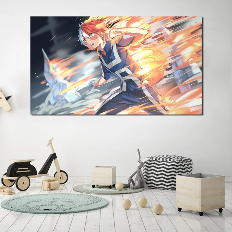 Огненная вспышка Todoroki My Hero academic Холст Плакаты принты настенная живопись