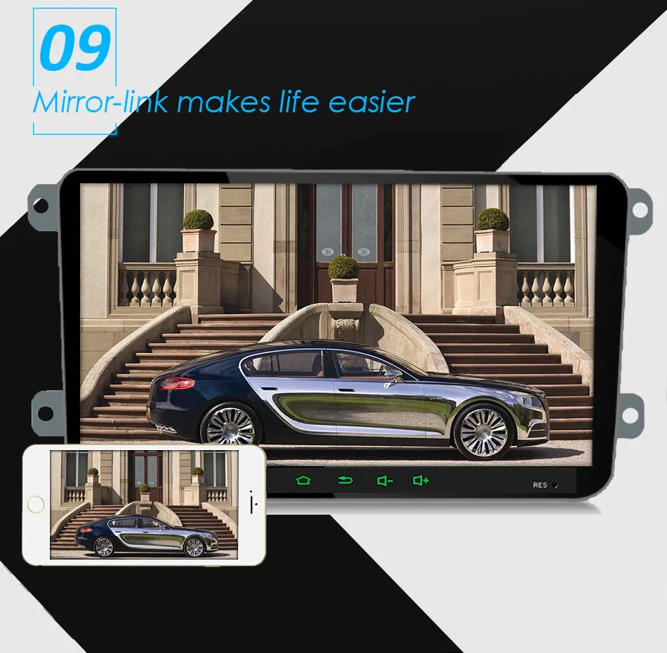 9 дюймов Android 9,1 1+ 16G автомобиль Mp5 Multimidia авто радио Gps для VW Volkswagen Golf Polo Passat b7 b6 SEAT leon Skoda w/Canbus 46
