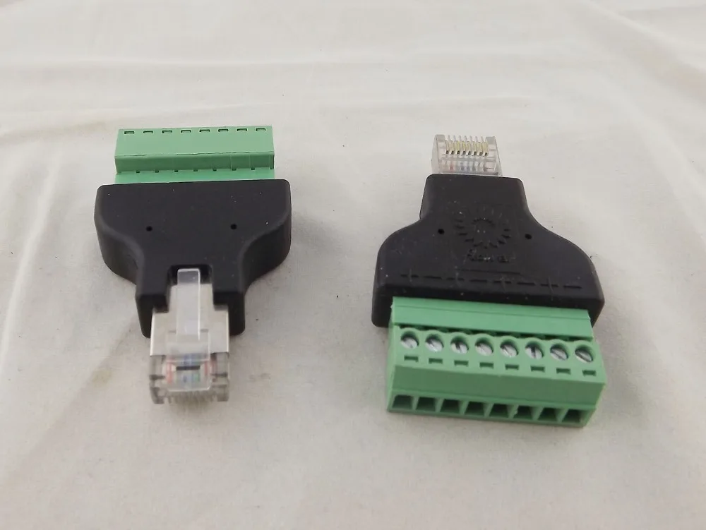 10pcs Ethernet RJ45 Male Plug To AV Screw Terminal 8 Pin Block CCTV Converter Adapter |