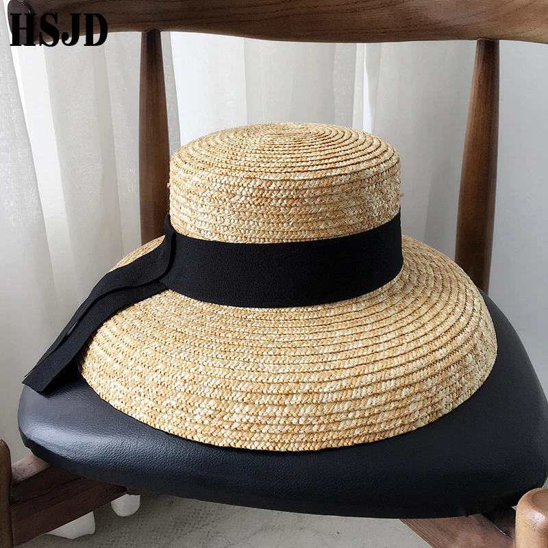 2019 Летняя женская шляпа от солнца в стиле Хепберн с широкими полями натуральная